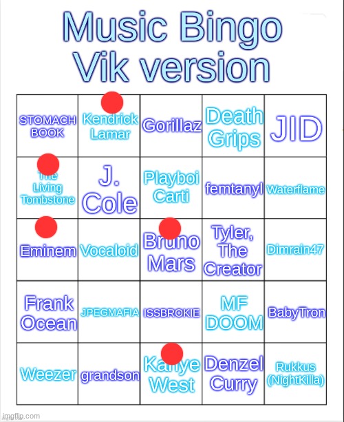 Music Bingo | image tagged in music bingo | made w/ Imgflip meme maker