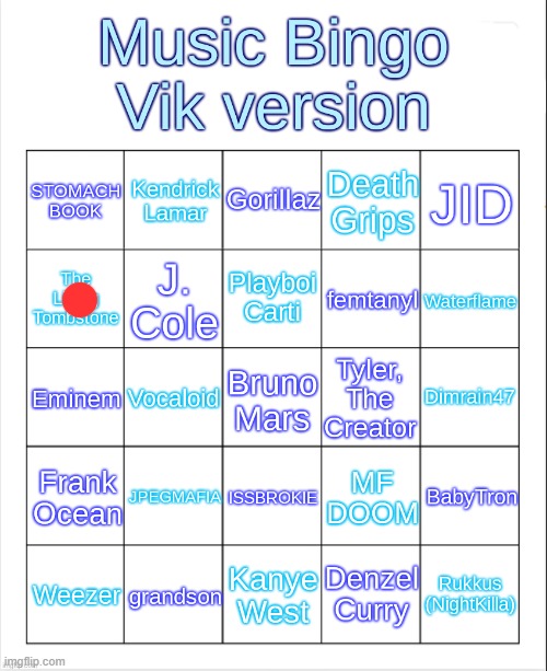 Music Bingo | image tagged in music bingo | made w/ Imgflip meme maker