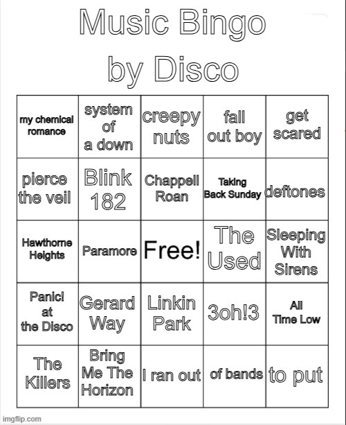 ough I don't know why I made this | image tagged in disco music bingo idfk | made w/ Imgflip meme maker