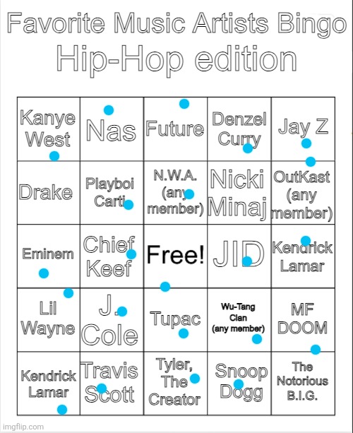 im a rapist | image tagged in rapper bingo | made w/ Imgflip meme maker