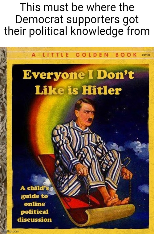 This must be where the average democrat supporter got their political knowledge from | This must be where the Democrat supporters got their political knowledge from | image tagged in everyone i don't like is hitler book | made w/ Imgflip meme maker