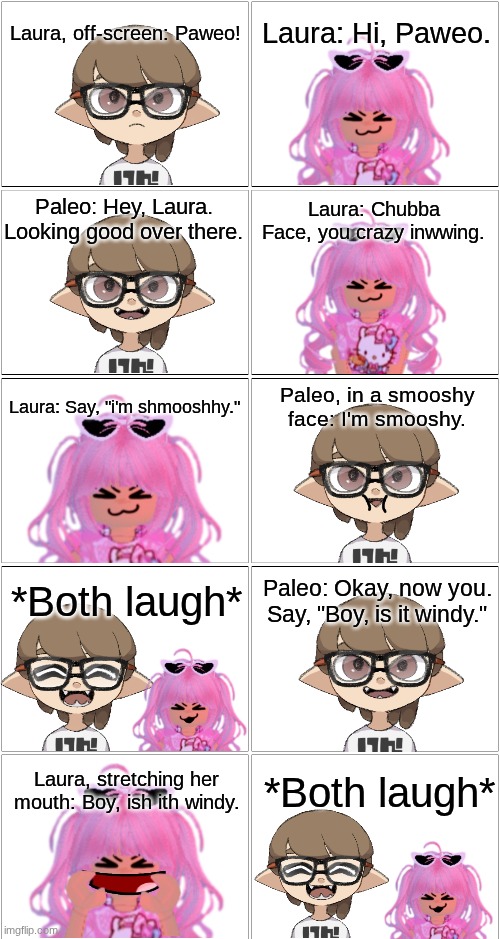 Paleo and Laura's bonding moment.mp3 | image tagged in comic,paleo,laura | made w/ Imgflip meme maker