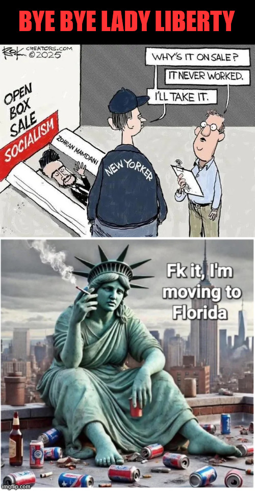 NYC is so screwed | BYE BYE LADY LIBERTY | image tagged in bye bye,lady liberty | made w/ Imgflip meme maker