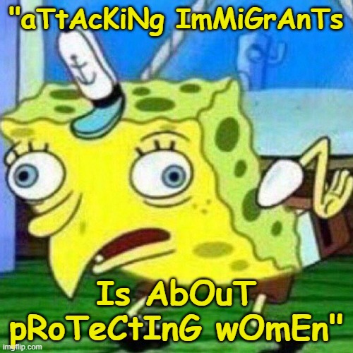 triggerpaul | "aTtAcKiNg ImMiGrAnTs Is AbOuT pRoTeCtInG wOmEn" | image tagged in triggerpaul | made w/ Imgflip meme maker