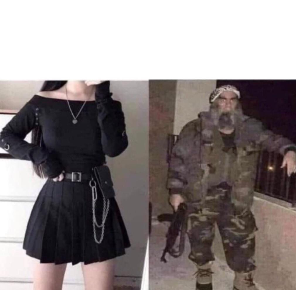 High Quality Girl vs creepy soldier Blank Meme Template