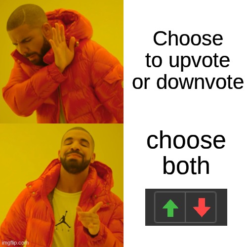 lol | Choose to upvote or downvote; choose both | image tagged in memes,drake hotline bling | made w/ Imgflip meme maker
