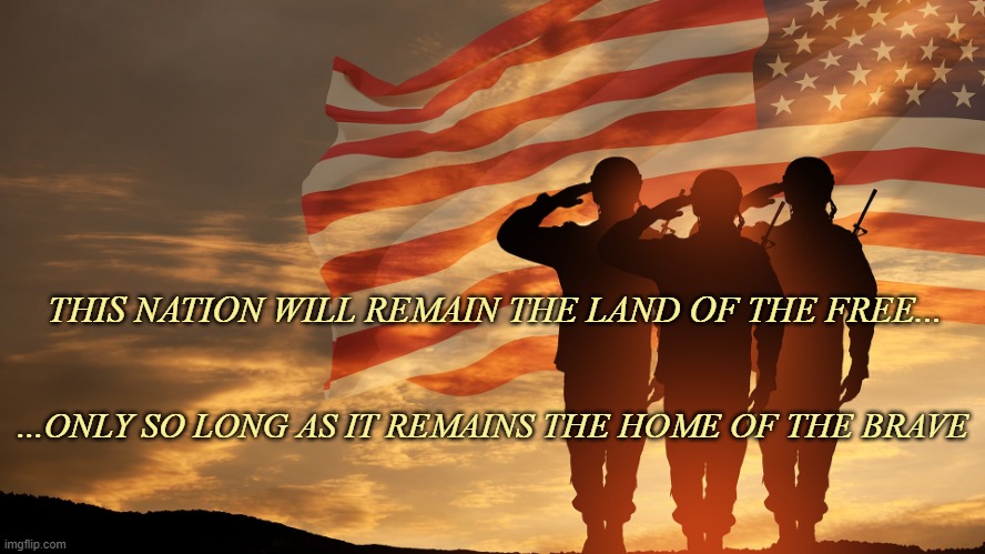 Veterans Day 2025 | THIS NATION WILL REMAIN THE LAND OF THE FREE... ...ONLY SO LONG AS IT REMAINS THE HOME OF THE BRAVE | made w/ Imgflip meme maker