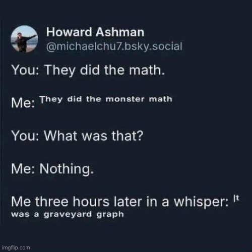 Monster Math | image tagged in maths,math,mathematics,graphs,bad pun | made w/ Imgflip meme maker