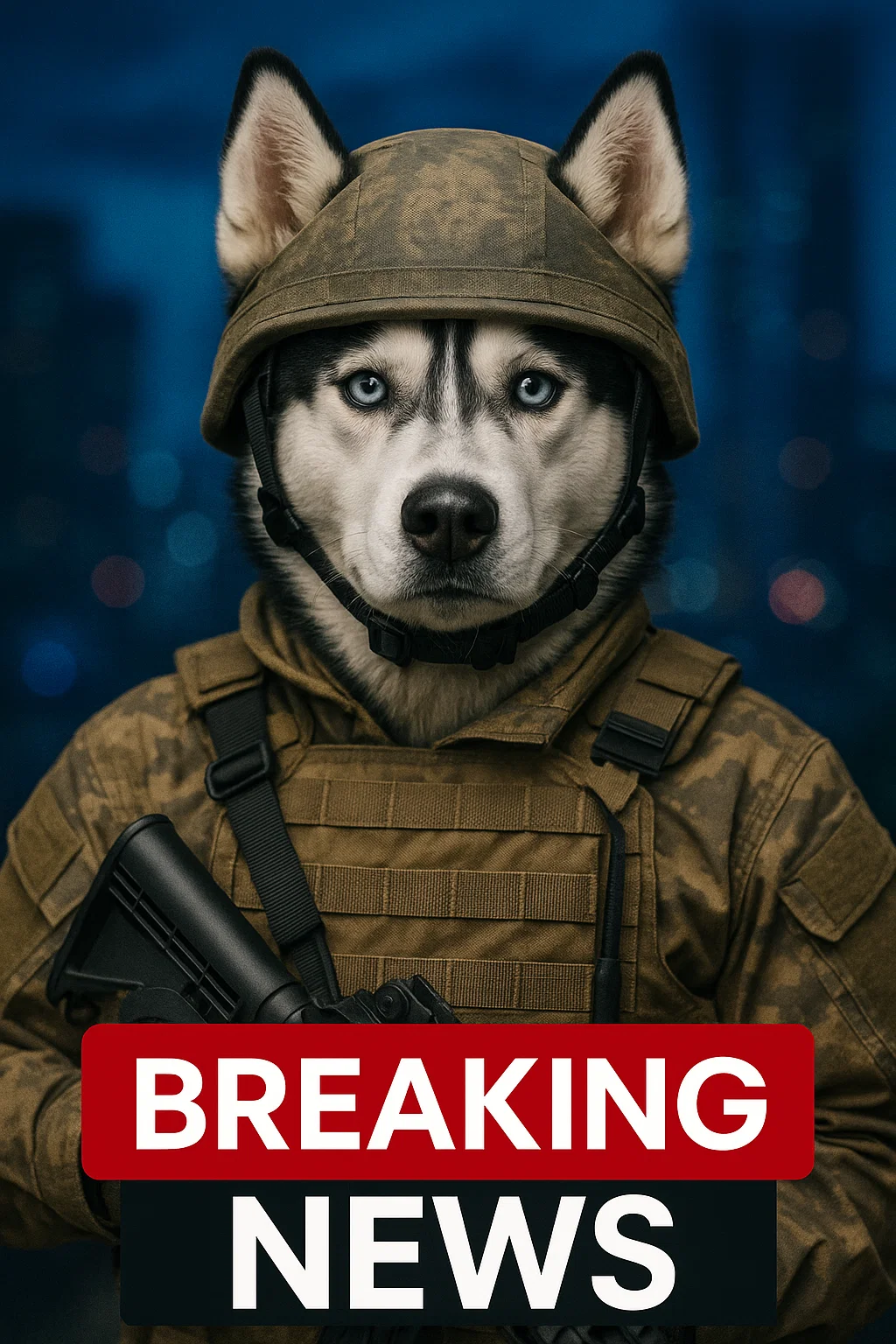 Husky Soldier Breaking News Template Blank Meme Template