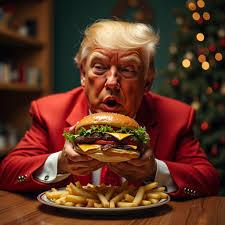 Trump with burger Blank Meme Template