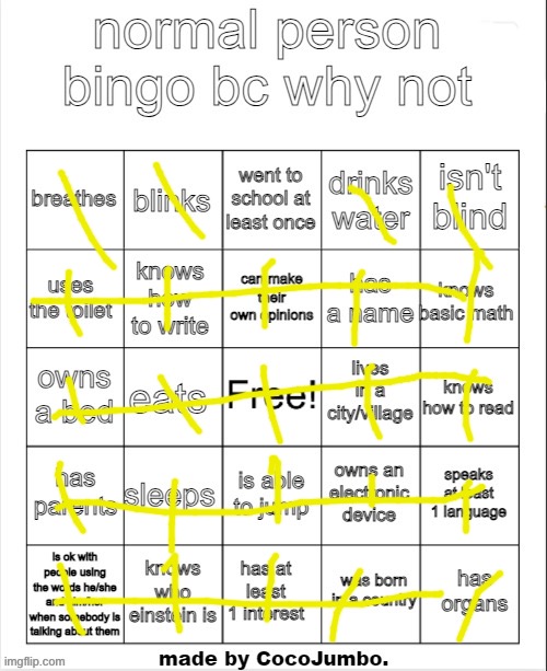 I’m homeschooled so yeahgakdnbfjelqlqndbvchcyabwlwkf bf vf | image tagged in normal person bingo hehehe | made w/ Imgflip meme maker