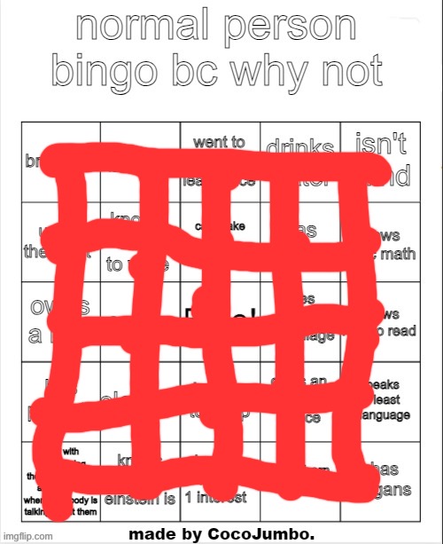 normal person bingo hehehe | image tagged in normal person bingo hehehe | made w/ Imgflip meme maker