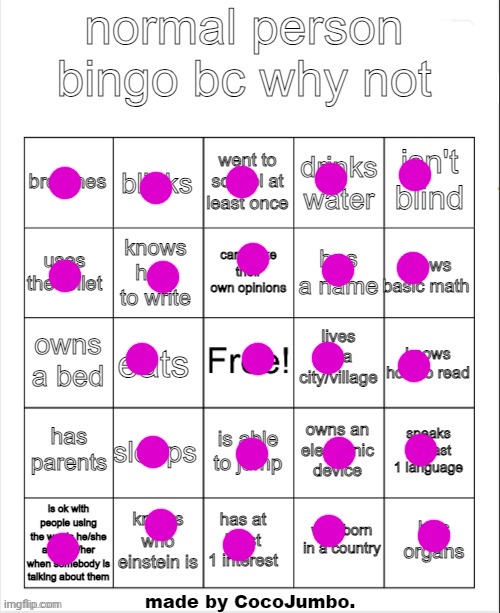 OOF.... XP | image tagged in normal person bingo hehehe,oki,what the fuck | made w/ Imgflip meme maker