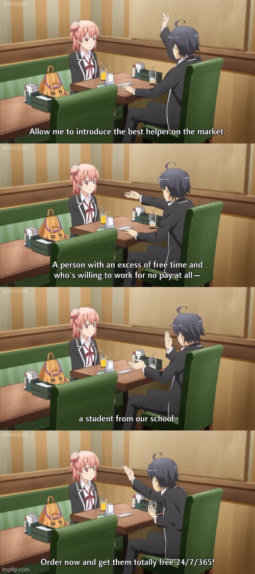 image tagged in oregairu,hachiman,yui | made w/ Imgflip meme maker