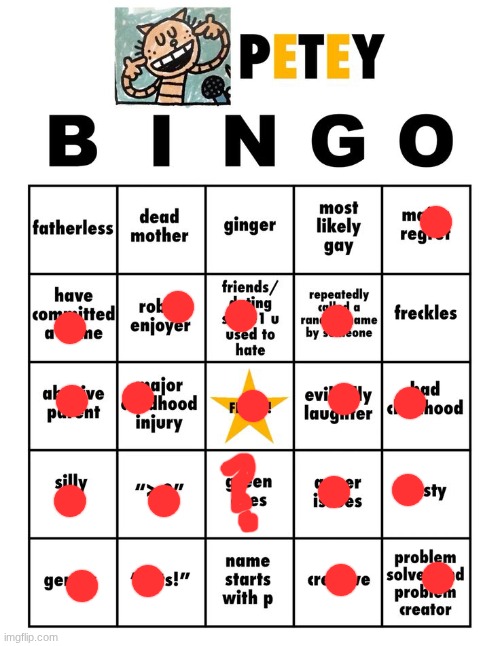 I am Petey but if he was name Silly and a woman | image tagged in petey bingo | made w/ Imgflip meme maker