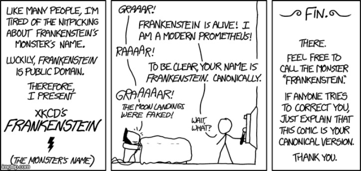 "Wait, so in this version is Frankenstein also the doctor's name?" "No, he's just 'The Doctor'." | image tagged in frankenstein,monster,frankenstein's monster,moon landing,doctor,doctor who | made w/ Imgflip meme maker