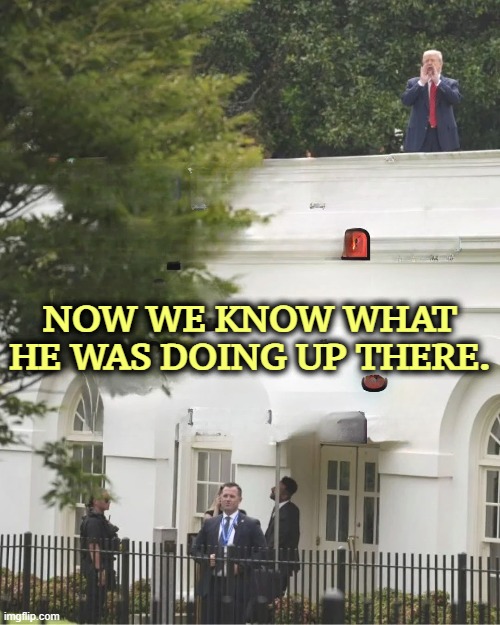 NOW WE KNOW WHAT HE WAS DOING UP THERE. | image tagged in trump,white house,east wing,demolition,ballroom,corruption | made w/ Imgflip meme maker