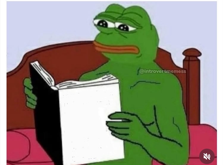 Pepe frog reading book Blank Meme Template