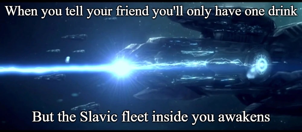 Slavic Fleet | When you tell your friend you'll only have one drink; But the Slavic fleet inside you awakens | image tagged in slavic fleet,slavic lives matter | made w/ Imgflip meme maker