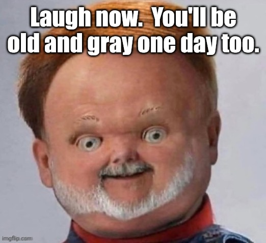Laugh now.  You'll be old and gray one day too. | made w/ Imgflip meme maker
