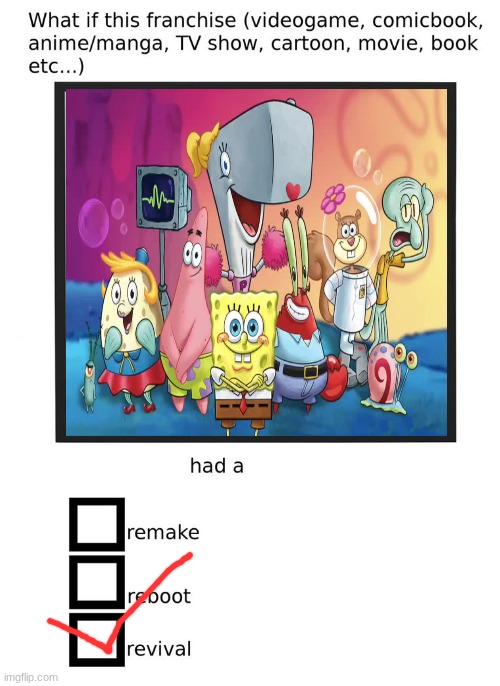 What if Spongebob Squarepants (1999-2004) had a revival? | image tagged in spongebob | made w/ Imgflip meme maker