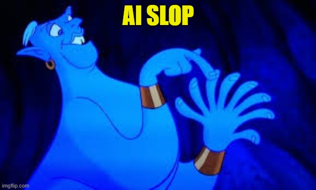 genie counting on fingers | AI SLOP | image tagged in genie counting on fingers | made w/ Imgflip meme maker