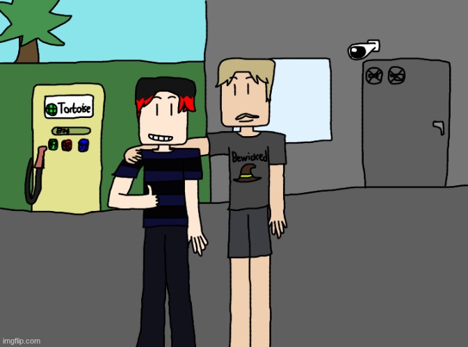 William meeting his favorite streamer in person (The streamer is Sway Dunn, a 17 year old pro SDAT player) | image tagged in william,sway dunn,comics,video games,gas station | made w/ Imgflip meme maker