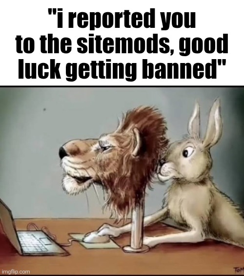 the humble rewrite | "i reported you to the sitemods, good luck getting banned" | made w/ Imgflip meme maker