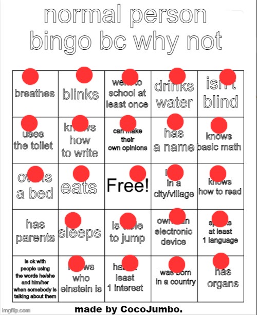 normal person bingo hehehe | image tagged in normal person bingo hehehe | made w/ Imgflip meme maker