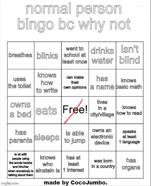 normal person bingo hehehe | image tagged in normal person bingo hehehe | made w/ Imgflip meme maker