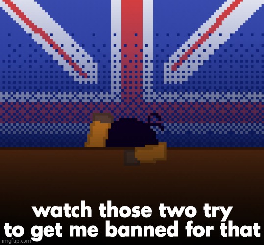 cant run away from the britishness | watch those two try to get me banned for that | image tagged in cant run away from the britishness | made w/ Imgflip meme maker
