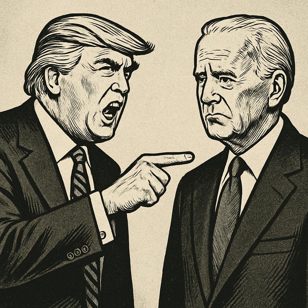 Trump pointing at  Joe Biden Blank Meme Template