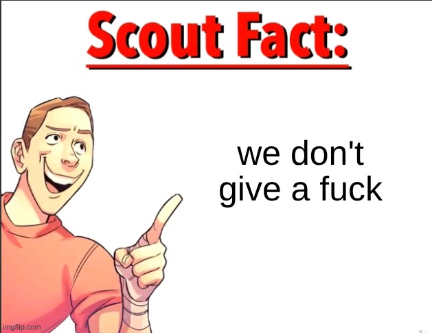 we don't give a fuck | image tagged in scout fact | made w/ Imgflip meme maker