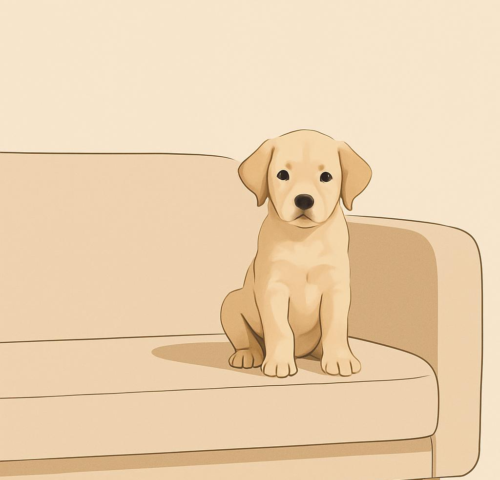 a puppy sitted in a sofa Blank Meme Template