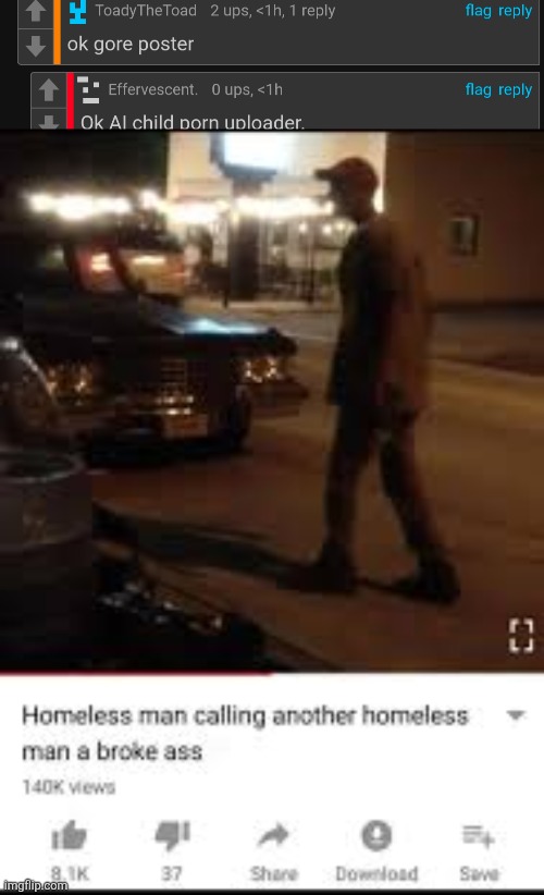 image tagged in homeless man calling another homeless man a broke ass | made w/ Imgflip meme maker