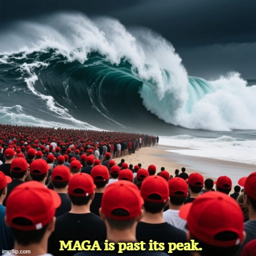 MAGA lost to the Blue Wave. Trumpism is not a winning cult. | MAGA is past its peak. | image tagged in maga loses to the blue wave trumpism fades,maga,trump,losers,blue wave,winners | made w/ Imgflip meme maker