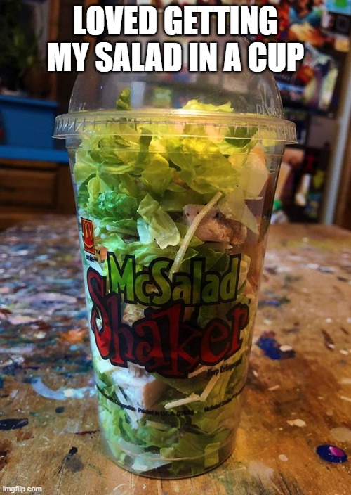 McSalad | LOVED GETTING MY SALAD IN A CUP | image tagged in 90s kids | made w/ Imgflip meme maker