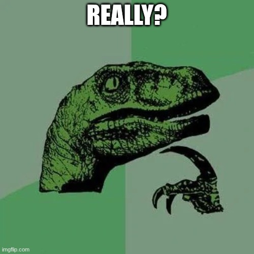 raptor asking questions | REALLY? | image tagged in raptor asking questions | made w/ Imgflip meme maker