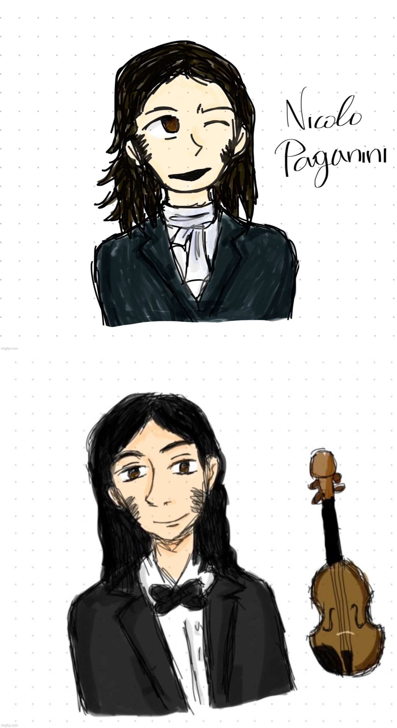 Stuff i drew for paganini’s birthday | image tagged in nicolo paganini,classical music,composers,drawing | made w/ Imgflip meme maker