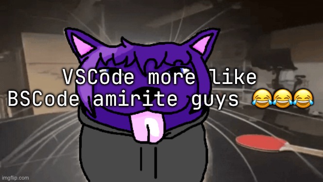 tge silly | VSCode more like BSCode amirite guys 😂😂😂 | image tagged in tge silly | made w/ Imgflip meme maker
