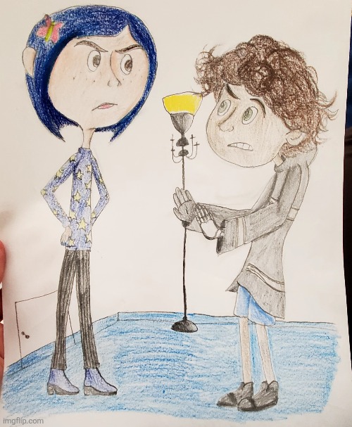 Coraline And Wybie Drawing | image tagged in drawing,art,coraline,wybie,halloween,movie | made w/ Imgflip meme maker