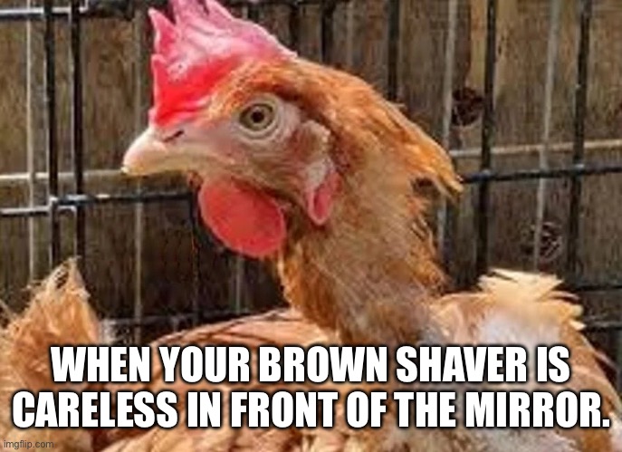 Fun | WHEN YOUR BROWN SHAVER IS CARELESS IN FRONT OF THE MIRROR. | image tagged in funny | made w/ Imgflip meme maker