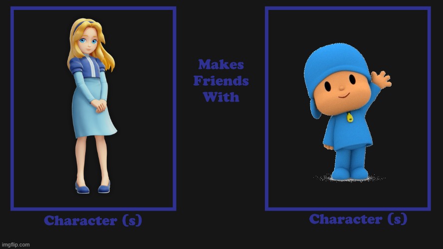 Maria Robotnik Befriends Pocoyo | image tagged in x makes friends with y,maria robotnik,pocoyo,friends,befriending,making friends | made w/ Imgflip meme maker