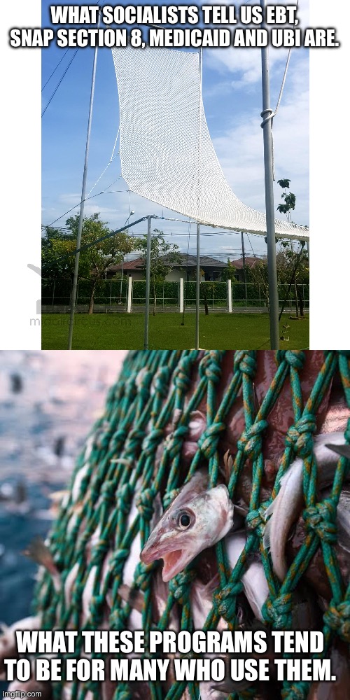 WHAT SOCIALISTS TELL US EBT, SNAP SECTION 8, MEDICAID AND UBI ARE. WHAT THESE PROGRAMS TEND TO BE FOR MANY WHO USE THEM. | made w/ Imgflip meme maker