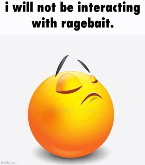 I will not be interacting with ragebait | image tagged in i will not be interacting with ragebait | made w/ Imgflip meme maker
