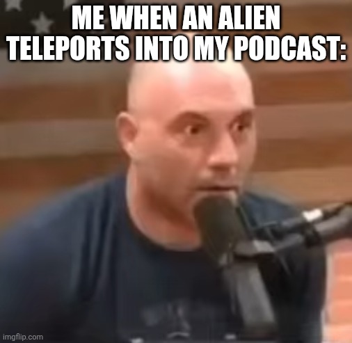 Joe Rogan Staring | ME WHEN AN ALIEN TELEPORTS INTO MY PODCAST: | image tagged in joe rogan staring | made w/ Imgflip meme maker