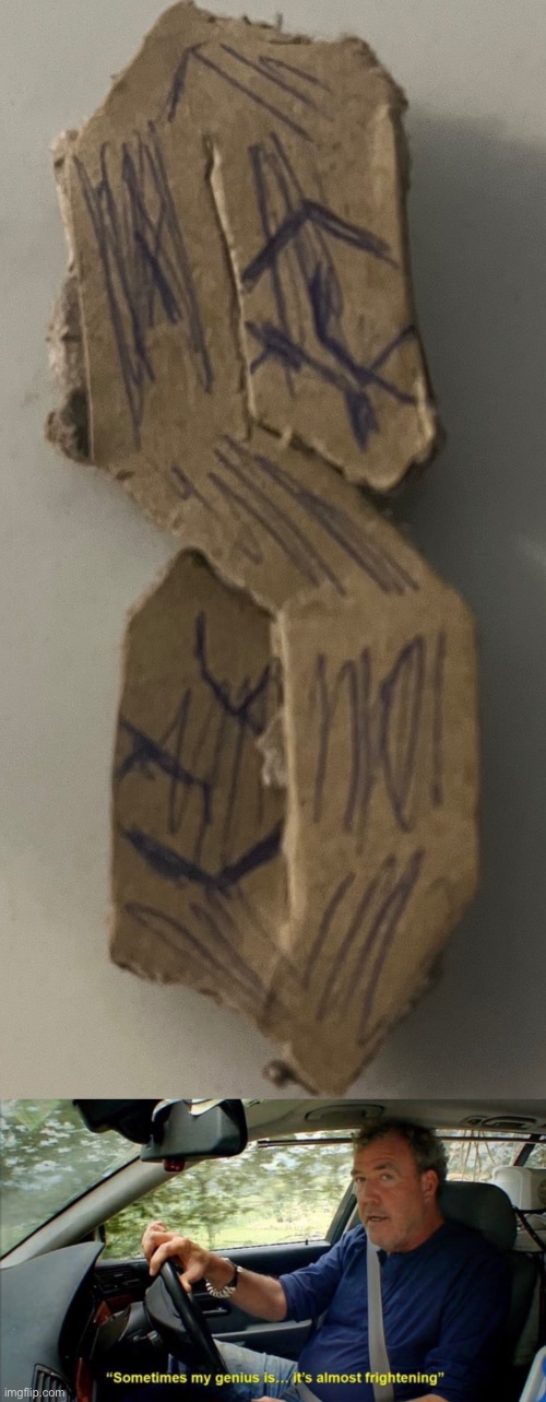 I made this with cardboard and a Stanley knife in school. | image tagged in sometimes my genius is it's almost frightening,memes,funny memes,cool,oh wow are you actually reading these tags,cardboard | made w/ Imgflip meme maker