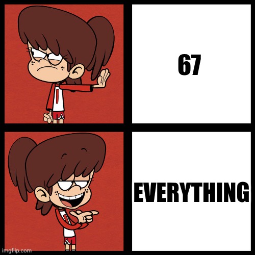 67 EVERYTHING | image tagged in hotline blynng | made w/ Imgflip meme maker