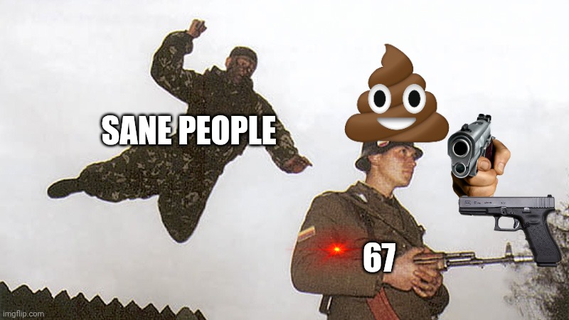 Soldier jump spetznaz | SANE PEOPLE 67 | image tagged in soldier jump spetznaz | made w/ Imgflip meme maker