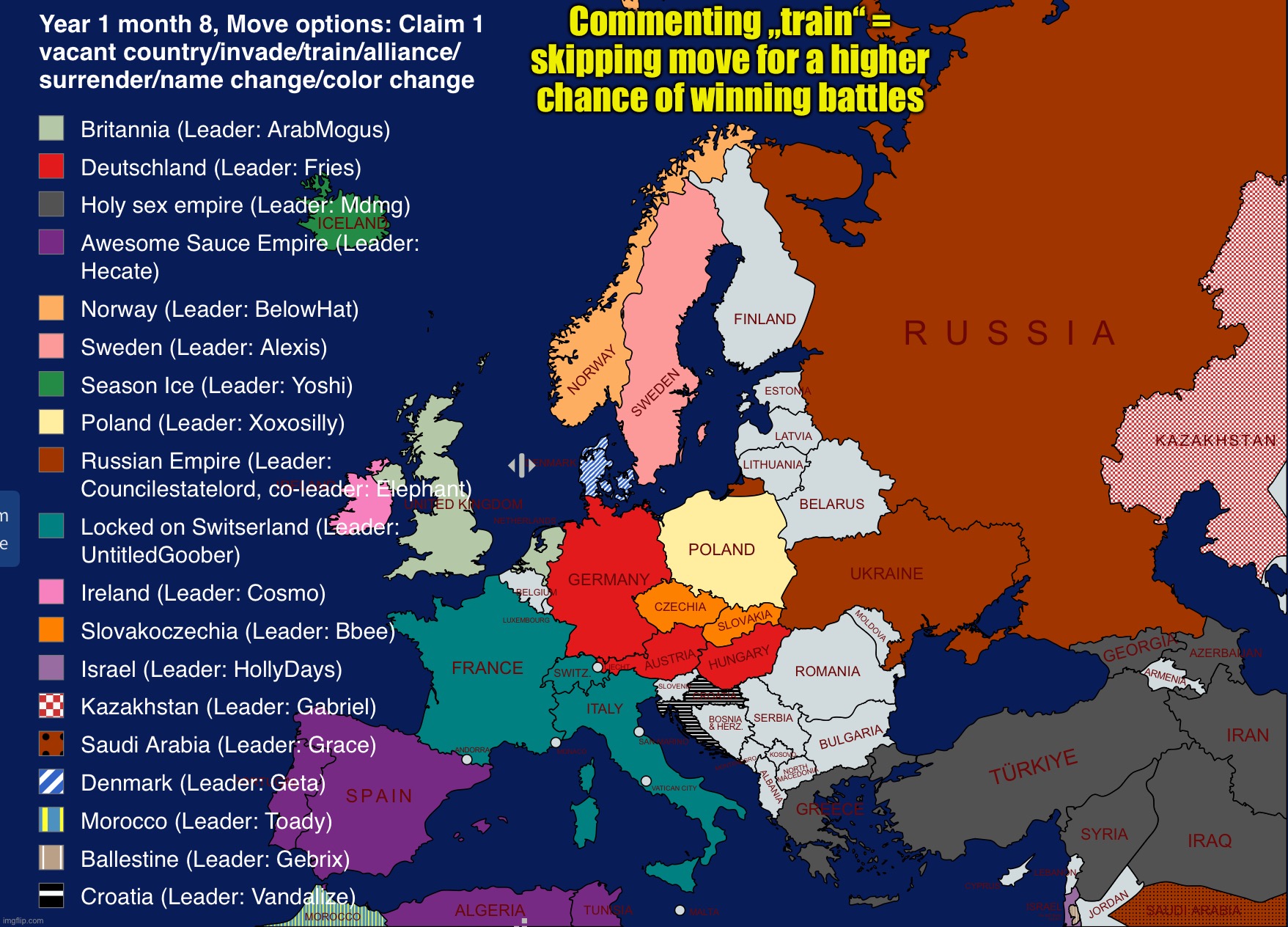 War over France confirmed? | Commenting „train“ = skipping move for a higher chance of winning battles | image tagged in norther europe | made w/ Imgflip meme maker
